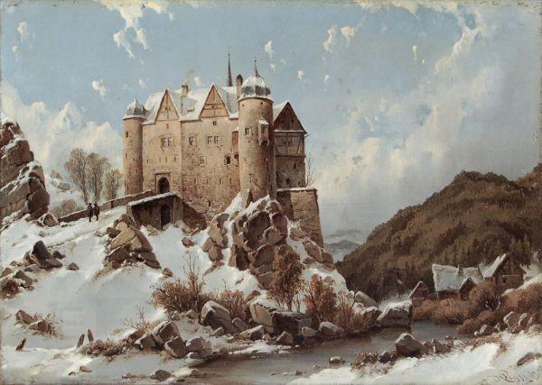 Karl Julius von Leypold Burgberg im Schnee oil painting picture